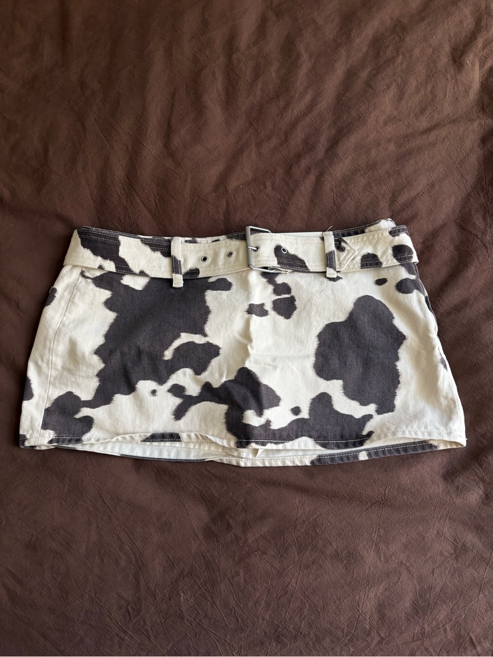 Abercrombie Low Rise Cow Denim Mini Skort with Matching Belt